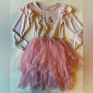 Disney Princess Pink Long Sleeve Dress with Tulle Skirt Bottom, Sz 3T